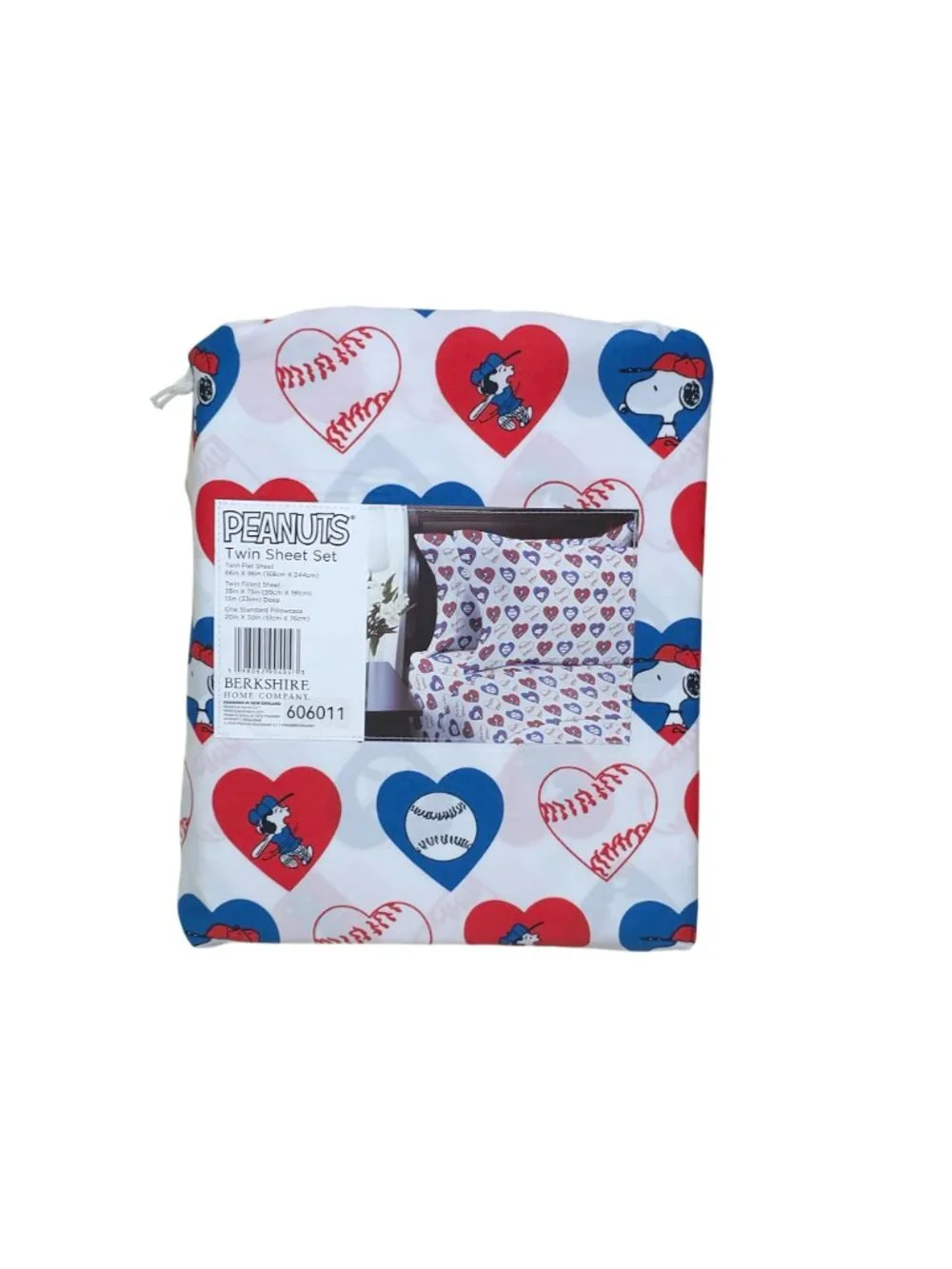 Peanuts Snoopy Twin Sheet Set Summer Heart Baseball Softball Kids by Berkshire